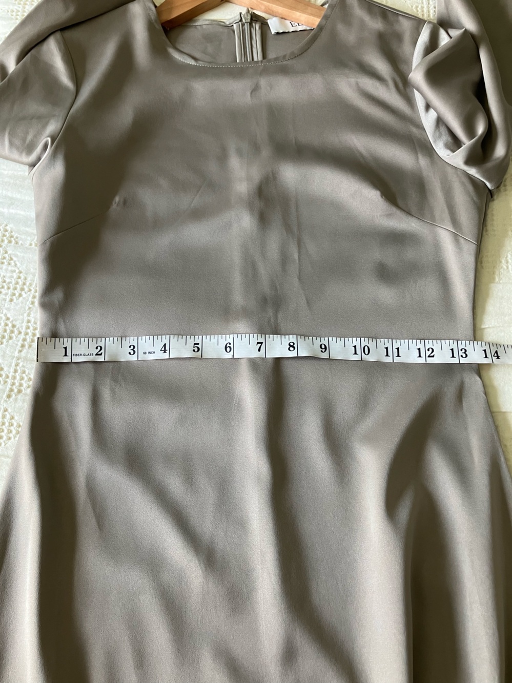 ELAA Muted Olive Green/Taupe Satin Long Sleeve A-Line Maxi Dress Size XXS-XS - Picture 10 of 12